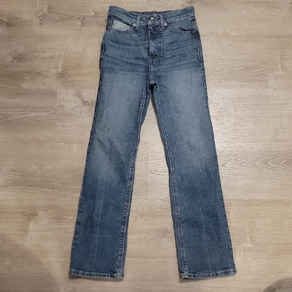 High-Rise Straight Leg Jeans — Blue